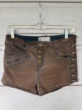 Free People Brown Lace-Up Side Shorts